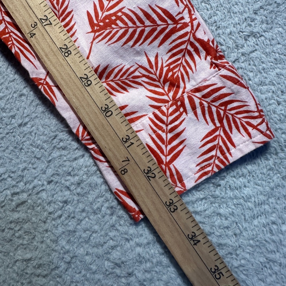 Duluth Trading Artisan Tunic Women L Orange Pink Hemp Cotton Palm Leaf Tropical - Picture 9 of 10